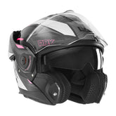 NOX Casco Abatible Premium Spinner ARK Blanco, Rosa y Negro