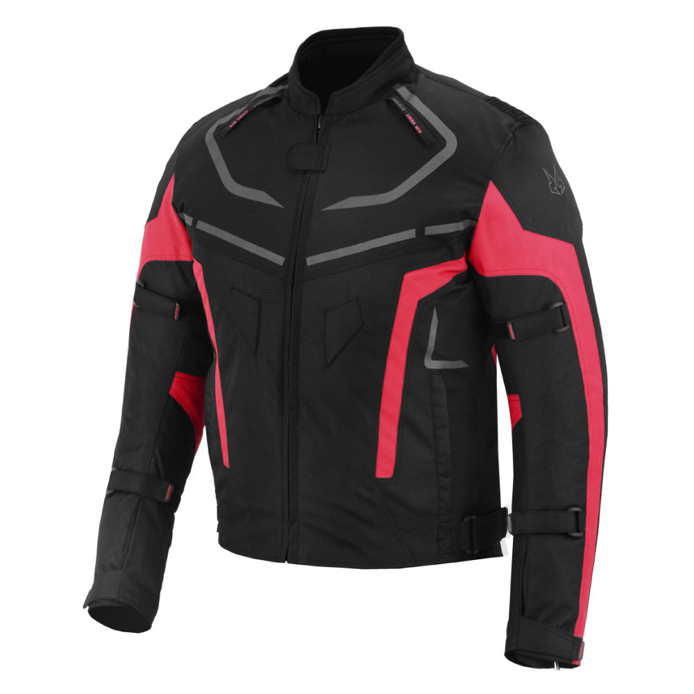 CHAQUETA DE MOTO TEXTIL MZONE VALECO NEGRO / ROJO