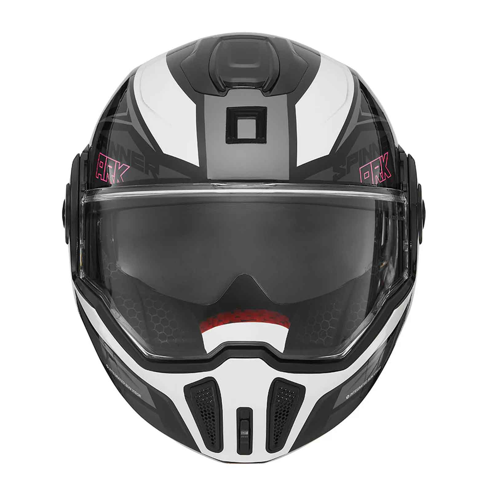 NOX Casco Abatible Premium Spinner ARK Blanco, Rojo y Negro