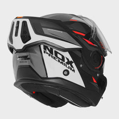 NOX Casco Abatible Premium Spinner ARK Blanco, Rojo y Negro
