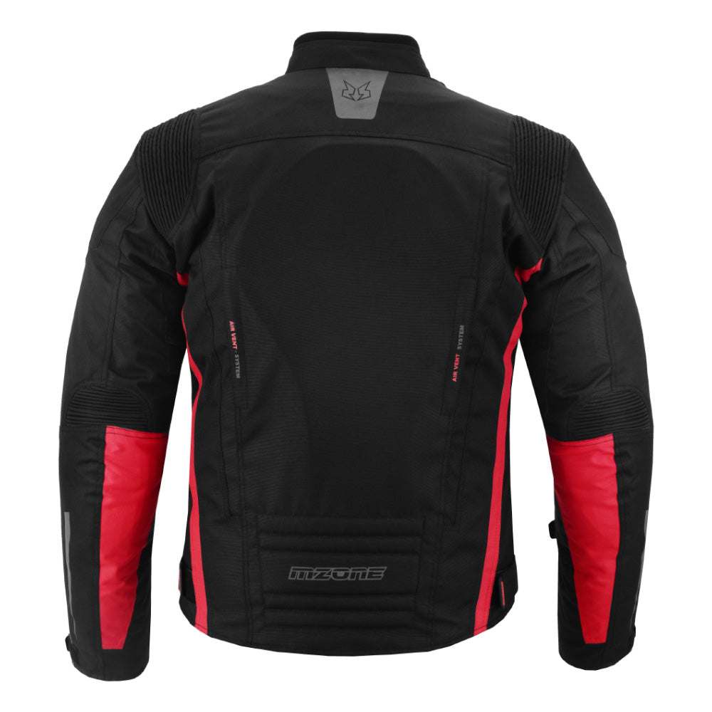 CHAQUETA DE MOTO TEXTIL MZONE VALECO NEGRO / ROJO