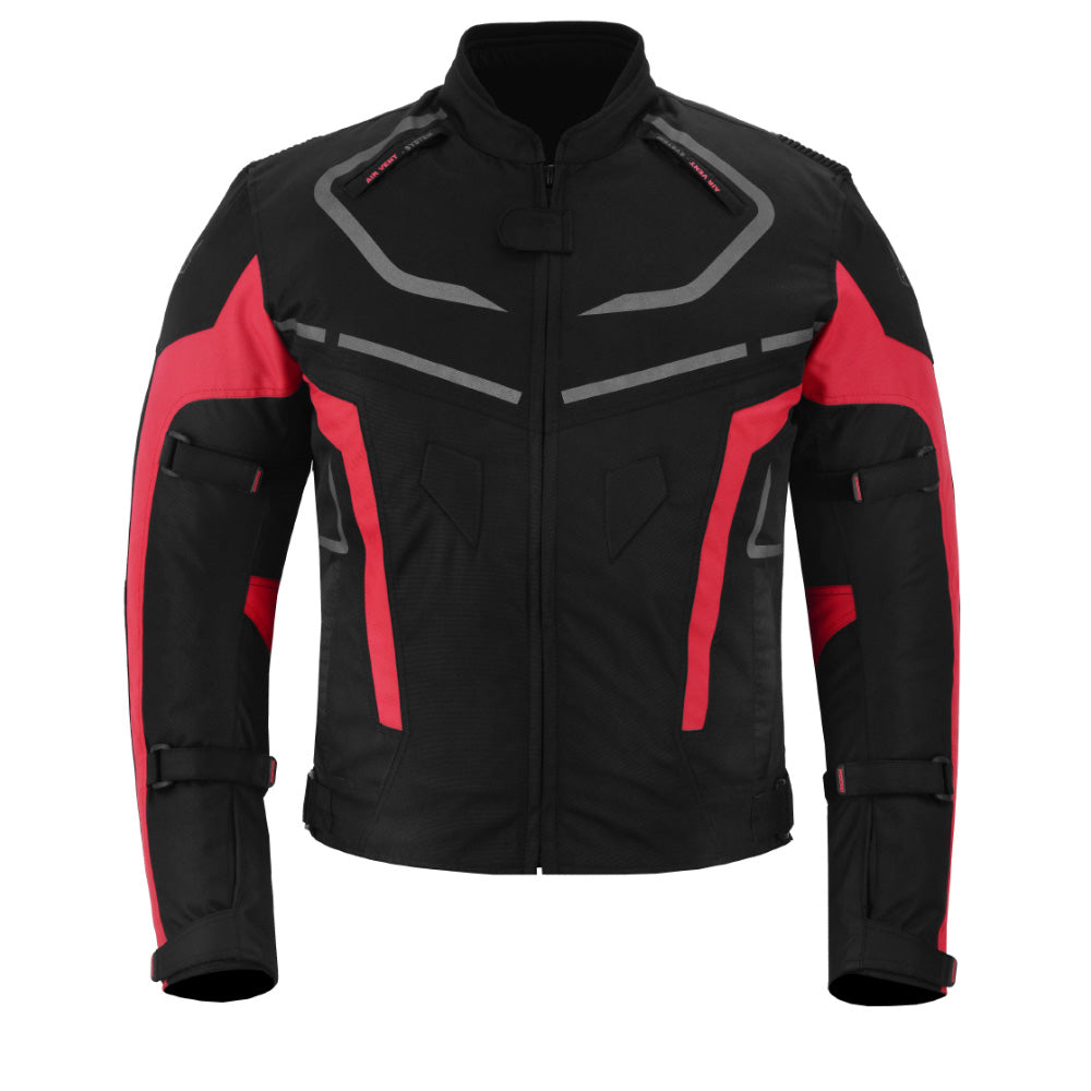 CHAQUETA DE MOTO TEXTIL MZONE VALECO NEGRO / ROJO