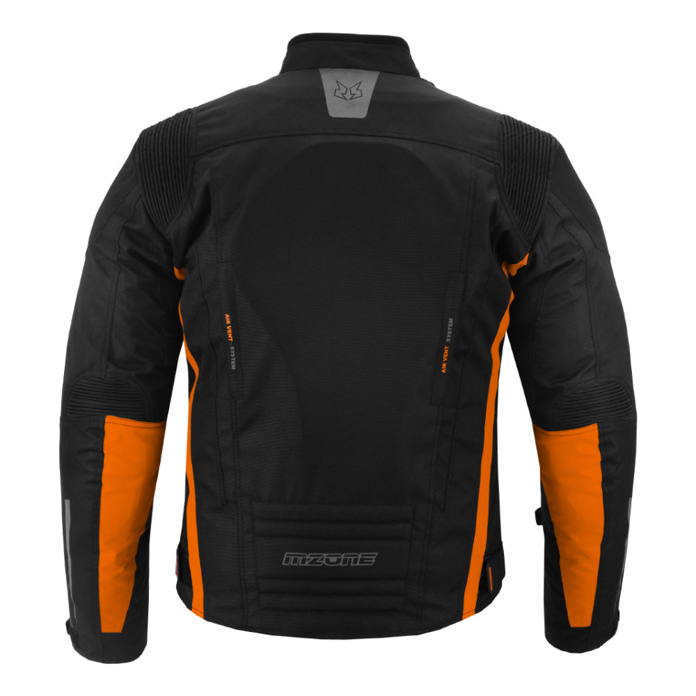 CHAQUETA DE MOTO TEXTILE MZONE VALECO NEGRO / NARANJA