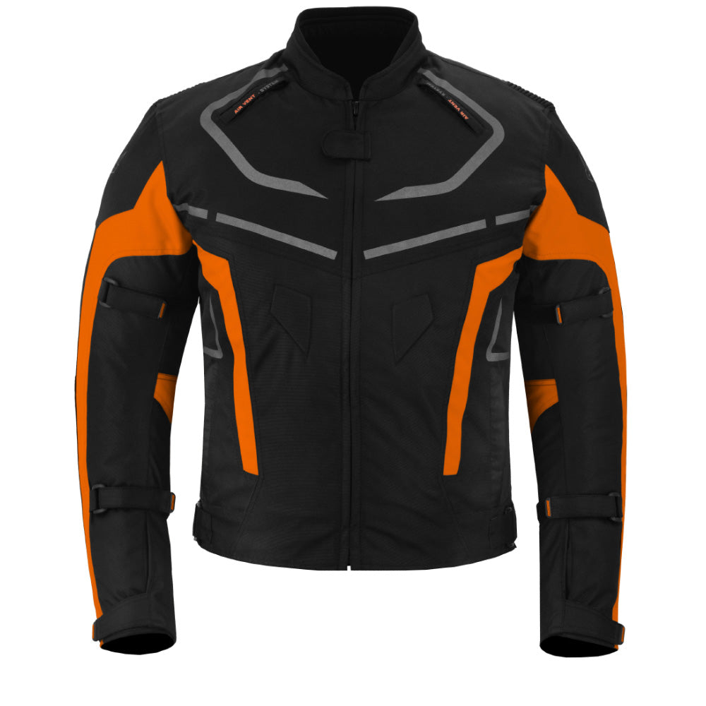 CHAQUETA DE MOTO TEXTILE MZONE VALECO NEGRO / NARANJA