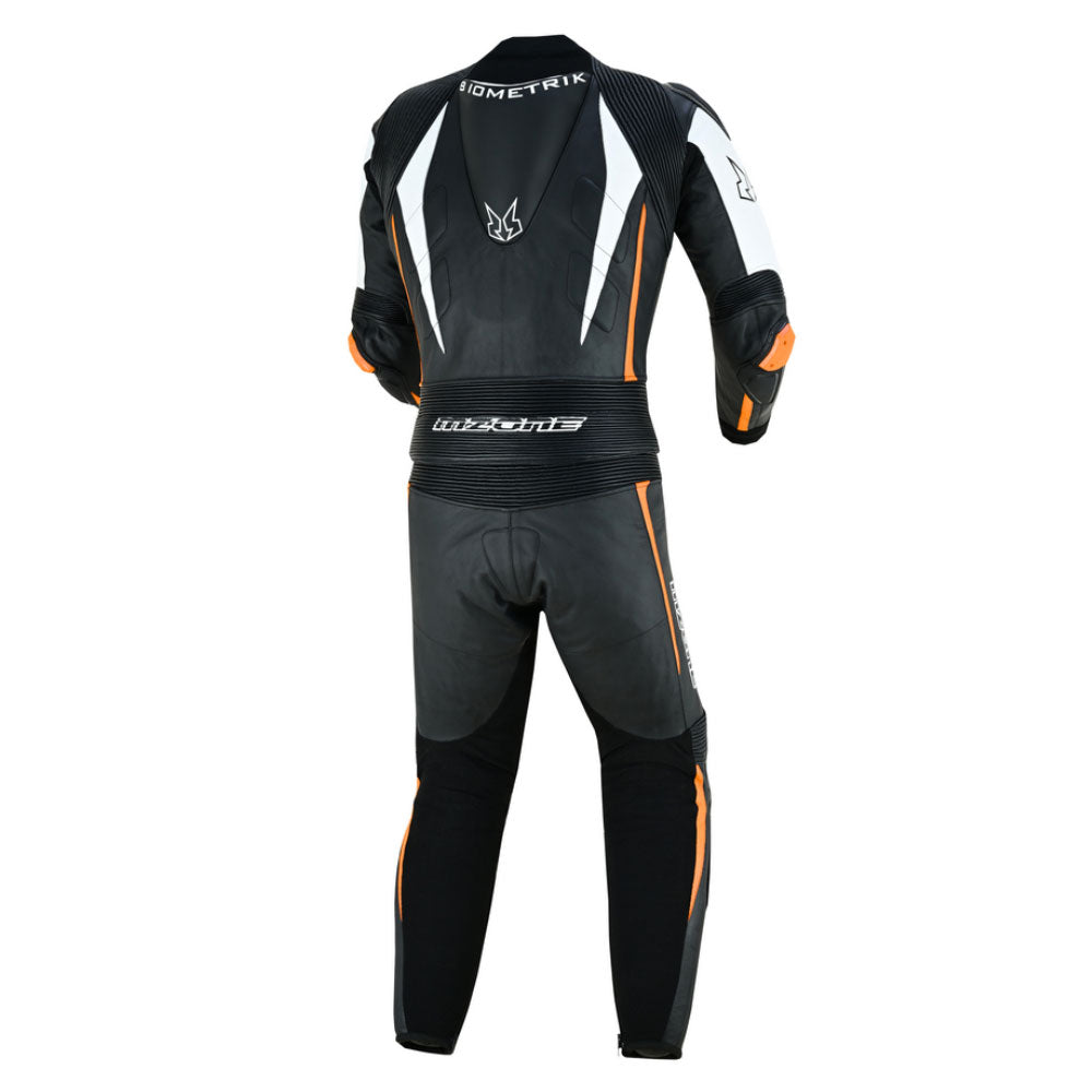 MONO DE CUERO MOTO MZONE IMOLA 2PC NEGRO / BLANCO / ORANG